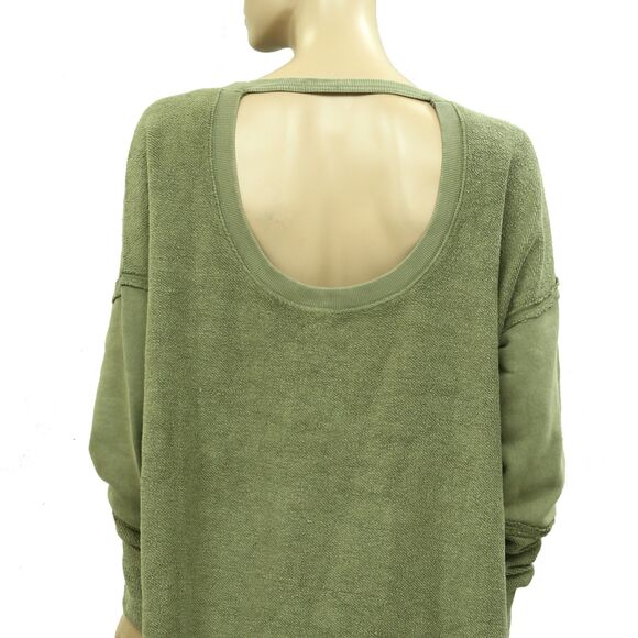 Free People Midnight Drift Pullover Sweatshirt Top Cotton Cutout M New 283945 - Picture 4 of 4